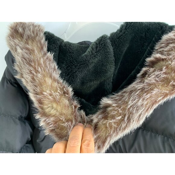 Women's Ralph Lauren Polo, Black Puffer Jacket with Faux Fur Hood - Picture 12 of 12